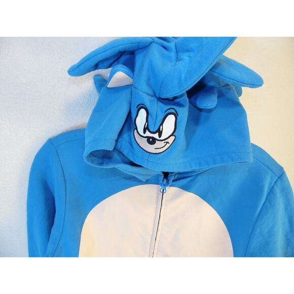 Sonic‎ Hoodie Kids Size Large Blue Fleece Material Embroidery Eyes Costume - Picture 5 of 9